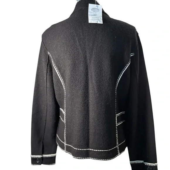 Talbots Black Merino Wool Military Coat 🆕 - Picture 3 of 8